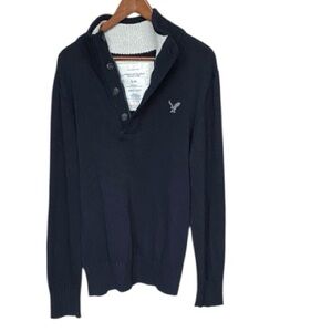Classic Fit American Eagle Outfitters Navy Zip /Bottom Sweater 100% COTTON